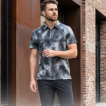 Men's acid wash collar T-shirt