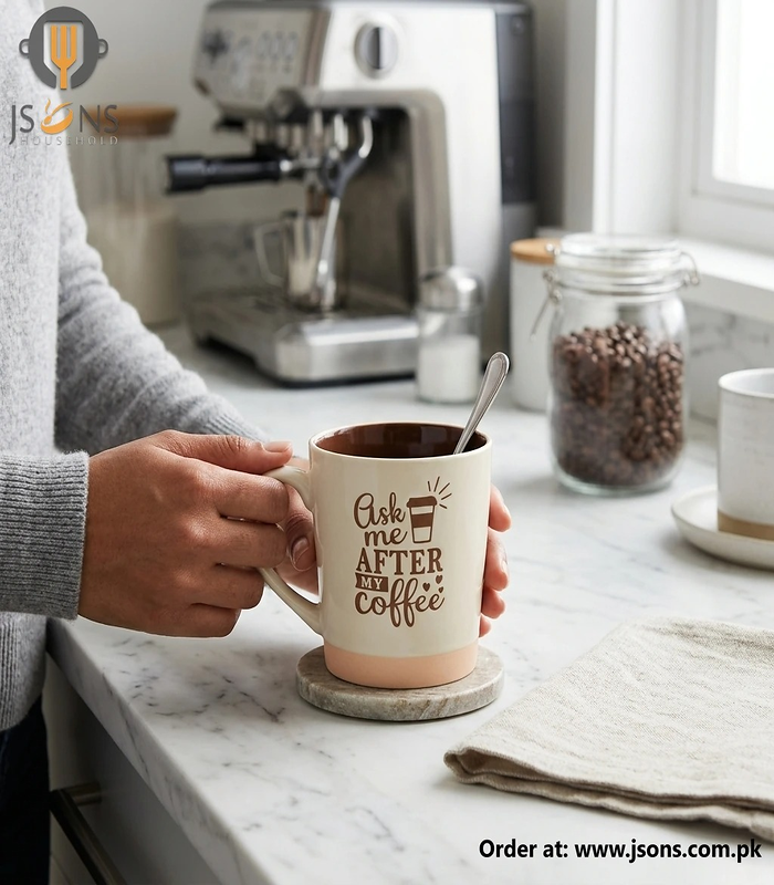 Ceramic coffee mug with handle and printed Me & Coffee