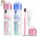 Sakura Travel Toothbrush Kit – 2 Pc Set with Soft Bristle Brush, 50g Baking Soda Toothpaste & Portable Case for Travel, Hostel & Office